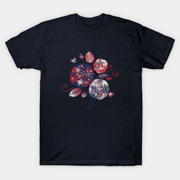 Ajisai / Hydrangea (紫陽花) T-Shirt by akaneyabushita